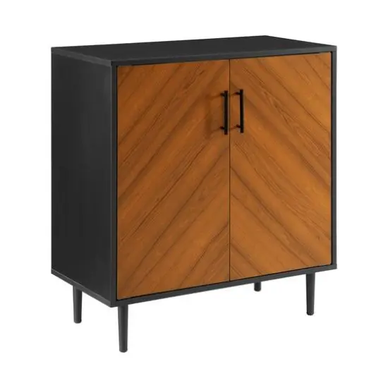 Walker Edison Black Modern Bookmatch Accent Cabinet {1}