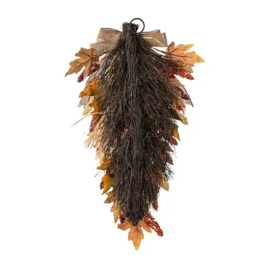Glitzhome&reg; 28" Fall Sorghum Swag Includes a Black Metal Wreath Hanger {8}