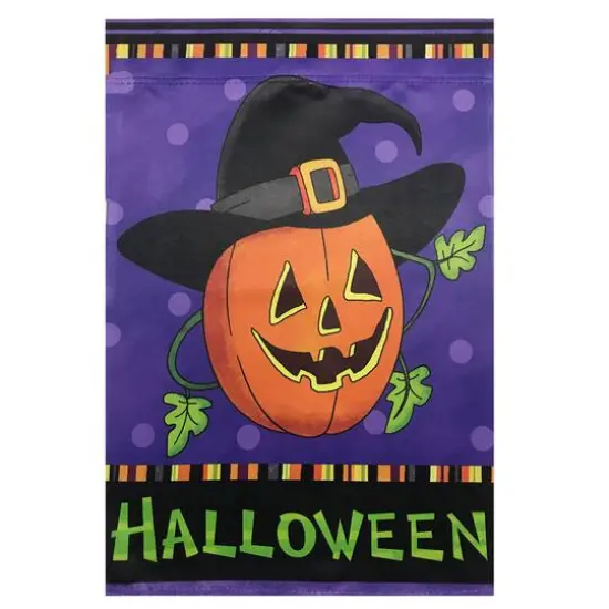 Happy Halloween Pumpkin in a Witch Hat Outdoor Garden Flag, 28" x 40" {1}