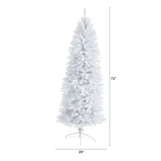 6ft. Unlit Slim White Artificial Christmas Tree {3}