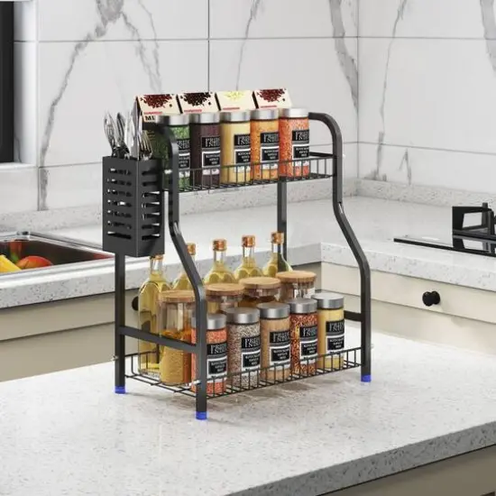 NEX&trade; 2-Tier Bronze Spice Rack Kitchen Organizer {6}