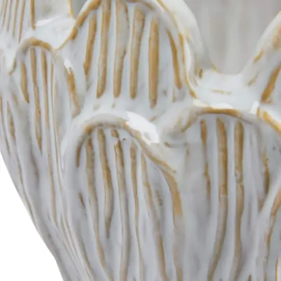 Hello Honey&reg; 8" Ivory Stoneware Flower Shaped Planter {4}