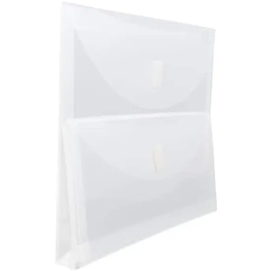 JAM Paper 9.5" x 11.5" Clear 2-Pocket Plastic Hook & Loop Closure Envelopes, 12ct. {4}