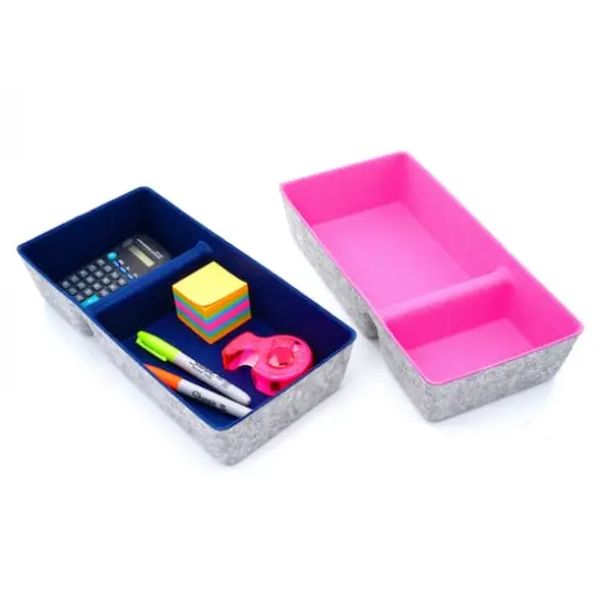 Welaxy Felt 2 Piece Divided Drawer Organizer Trays Navy and Hot Pink {1}