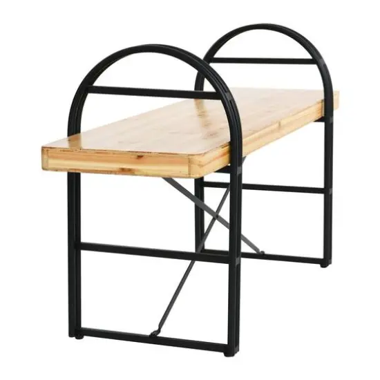 Hello Honey&reg; 48" Blonde Nordic Fir Wood & Black Iron Bench {8}