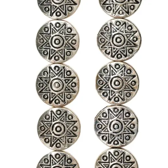 Antique Silver Carved Lentil Beads, 10mm by Bead Landing&trade; {1}