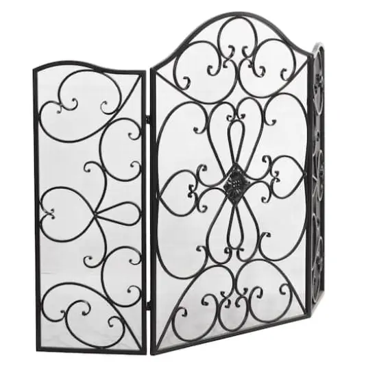 Black Metal Traditional Fireplace Screen, 36" x 49" x 1" {1}