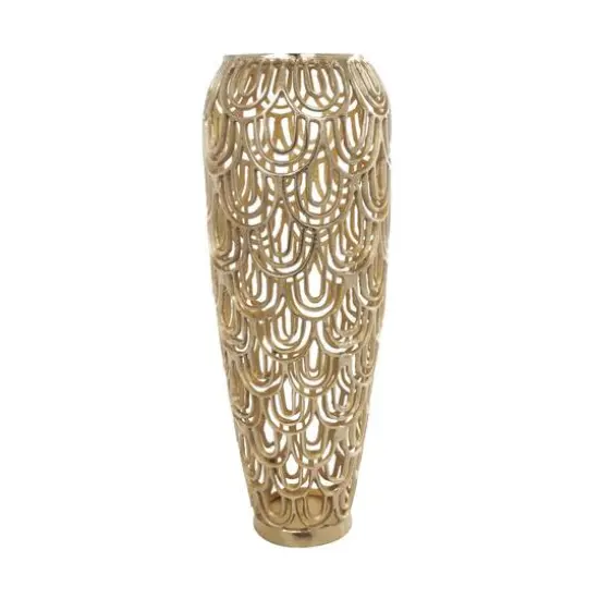 25" Gold Aluminum Metal Arched Vase {9}