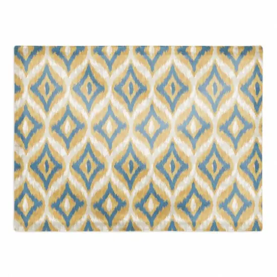 Blue and Yellow Ikat 18" x 14" Cotton Twill Placemat {1}