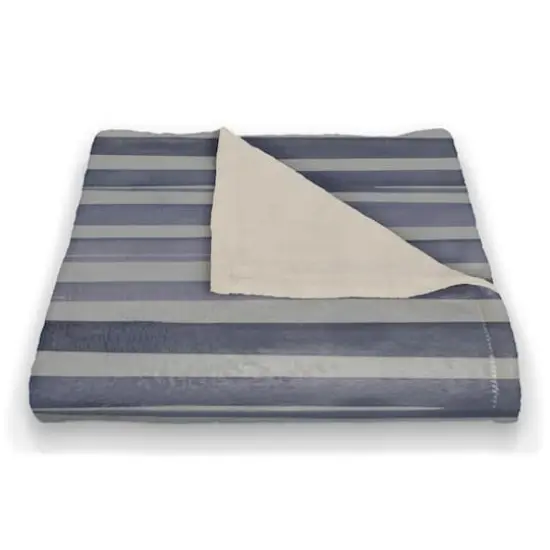 Watercolor Stripes Coral Fleece Blanket Blue {3}