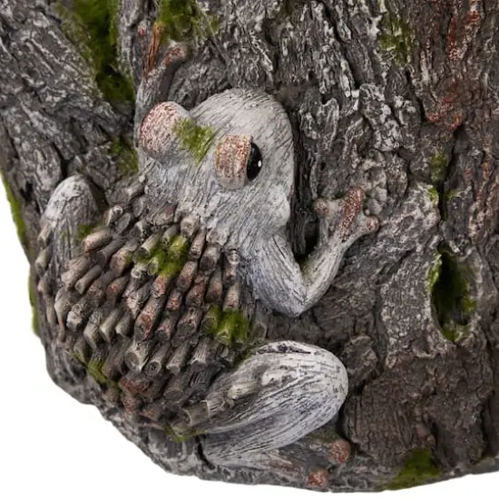 9" Frogs on Tree Stump Outdoor Garden Planter {7}