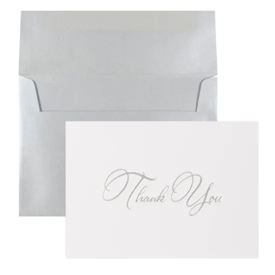 JAM Paper Thank You Card Set with Silver Script, 25ct. {1}