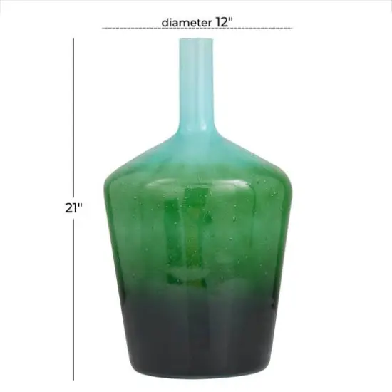 Green Glass Modern Vase, 21" x 12" x 12" {7}