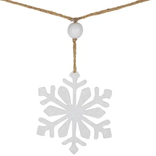 4.75ft. Snowflake & Frosted Pine with Wooden Beads Christmas Garland {8}
