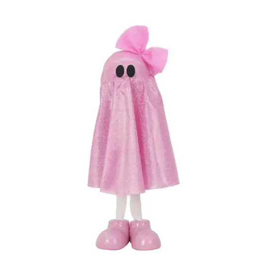 16" Standing Fabric Glitter Ghost with Bow Tabletop D&eacute;cor by Ashland&reg; Pink {1}