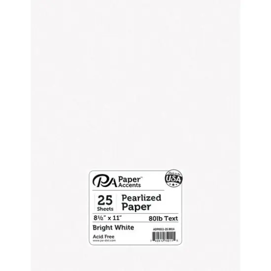 PA Paper&trade; Accents Pearlized 8.5" x 11" 80lb. Paper, 25 Sheets Bright White {1}