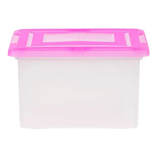 IRIS Pink & Clear Snap Tight Plastic File Organizer Box, 4ct. {3}