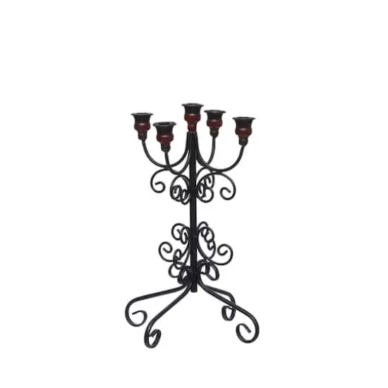 16.25" Black Scrollwork Metal Tabletop Candelabra by Ashland® {1}