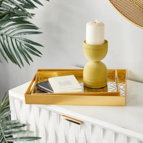 CosmoLiving by Cosmopolitan Matte Gold Plastic Glam Tray Set {9}