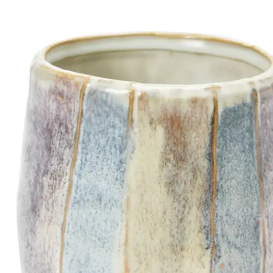 12" Reactive Glaze Hand-Painted Stoneware Planter {4}