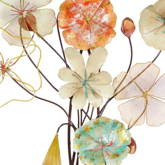 37" Multicolor Metal Eclectic Floral Wall D&eacute;cor {4}
