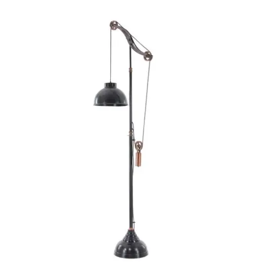 79" Black Metal Industrial Floor Lamp {6}