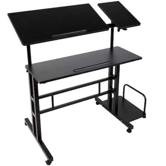Mind Reader Black Mobile Sitting or Standing Desk {1}