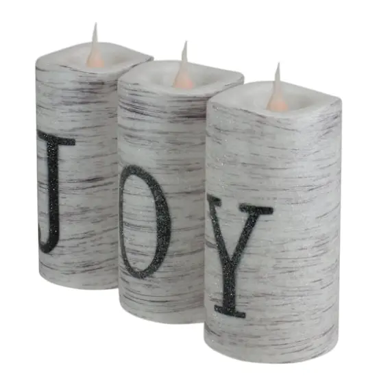 6" Battery Operated JOY Christmas LED Flameless Candle Set {3}