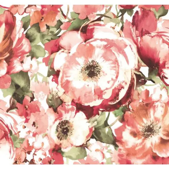 RoomMates Watercolor Floral Peel & Stick Wallpaper Red/Pink/Green {1}
