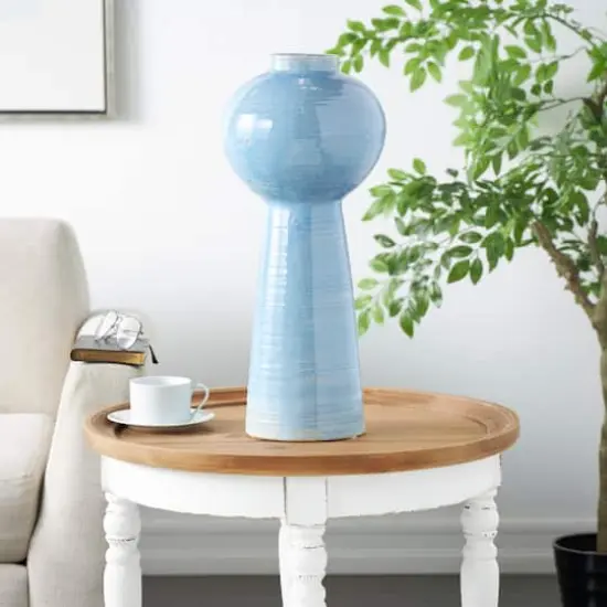 21" Blue Ceramic Bubble Inspired Ombre Vase {3}