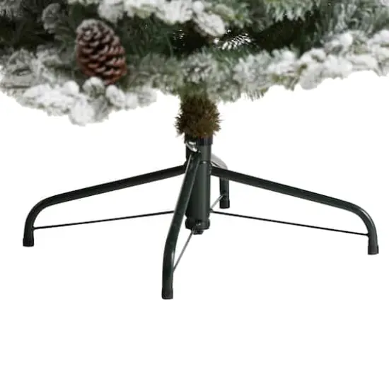 7.5ft. Pre-Lit Flocked Alaskan Artificial Christmas Tree, White LED Lights {7}