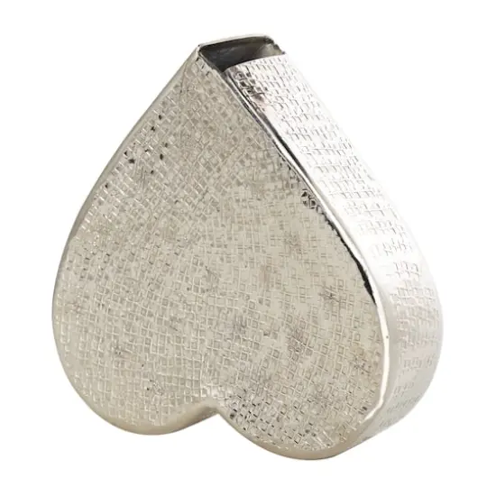 9" Silver Aluminum Heart Slanted Sculpture {4}