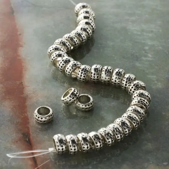 Antique Silver Large Hole Metal Rondelle Beads, 7mm by Bead Landing&trade; {3}