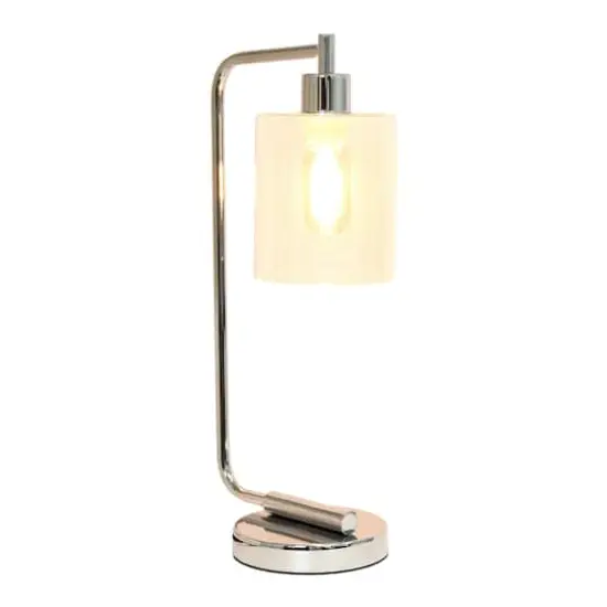 Lalia Home Modern Iron Desk Lamp with Glass Shade Chrome {5}