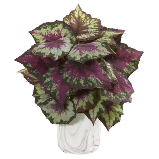 15'' Wax Begonia Artificial Plant in Marble Finished Vase {1}