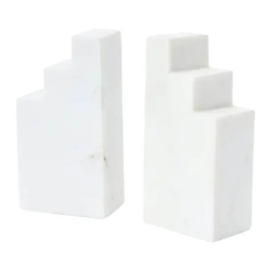 Hello Honey&reg; 6.5" Geometric Marble Bookend Set White {9}