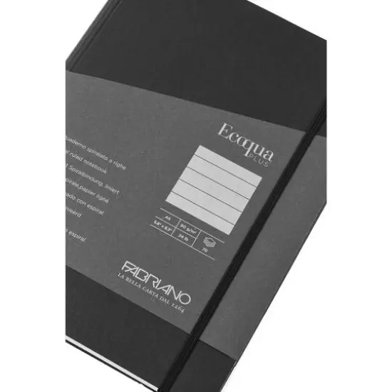 Fabriano® EcoQua Plus A5 Lined Hidden Spiral-Bound Notebook Black {5}