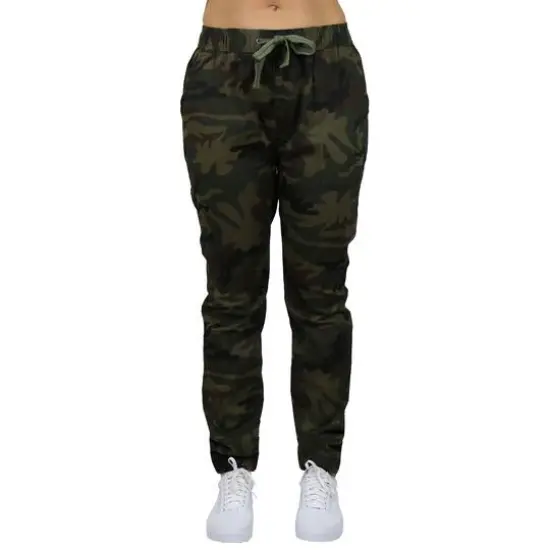Galaxy By Harvic Loose Fit Stretch Twill Women's Joggers Khaki {2}