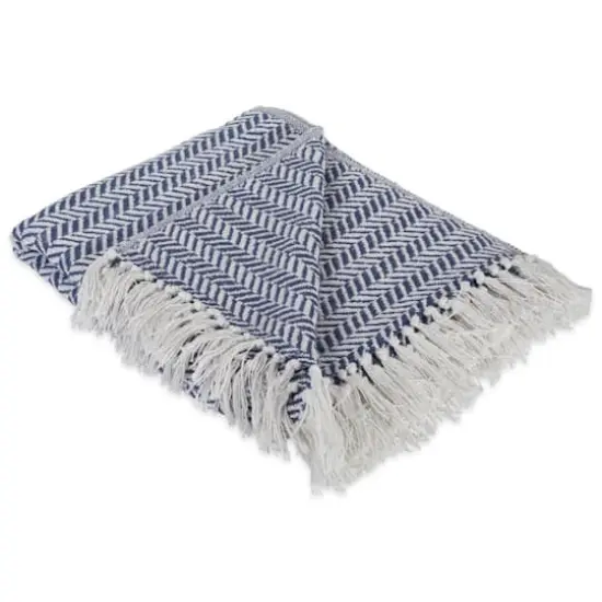 DII&reg; French Blue Herringbone Chevron Throw {1}