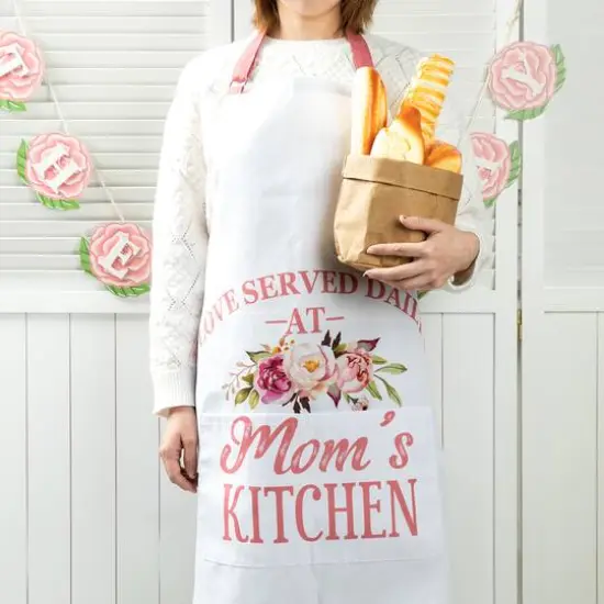 Glitzhome&reg; 31.5" Faux Burlap Mother's Day Apron {3}