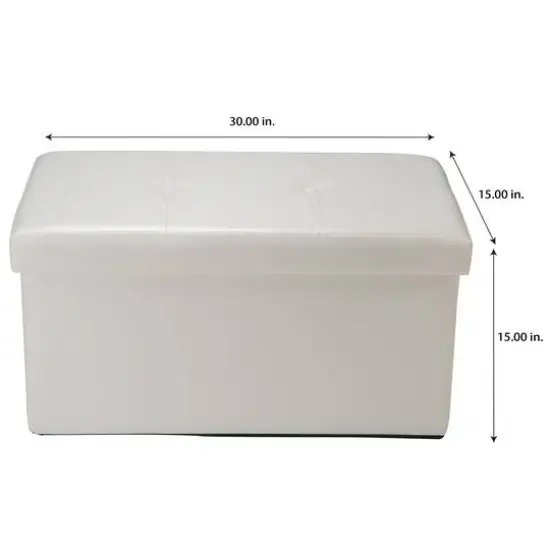 Simplify Faux Leather Double Folding Storage Ottoman Ivory {7}