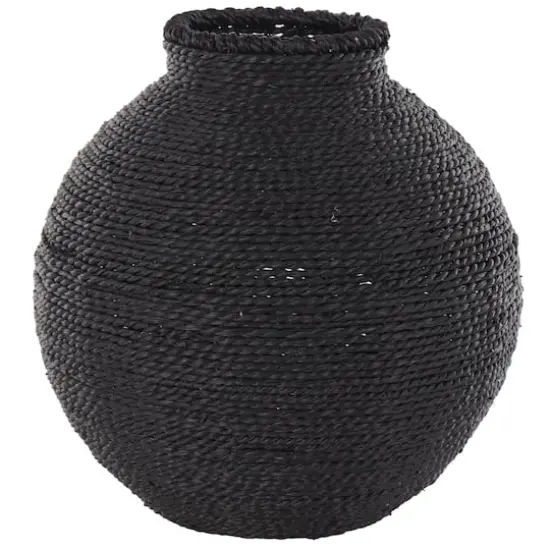 13" Black Metal Handmade Wrapped Vase {1}