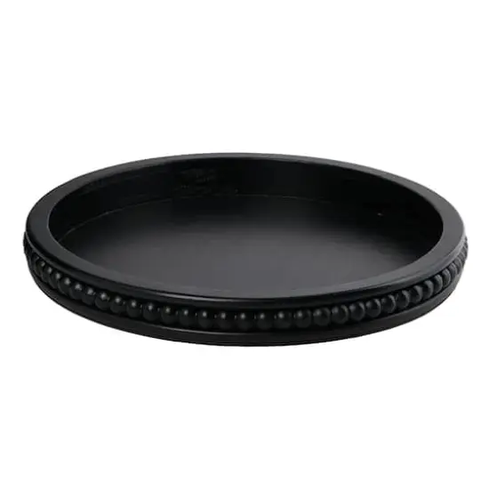 Hello Honey&reg; 16" Decorative Round Wood Tray with Hobnail Edge Black {8}