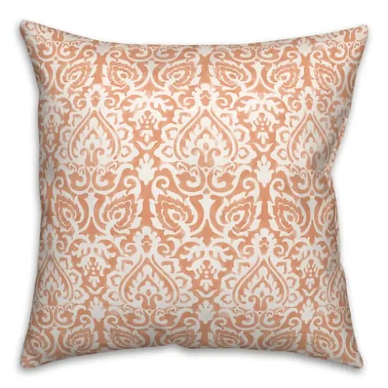 Orange Damask Throw Pillow {1}