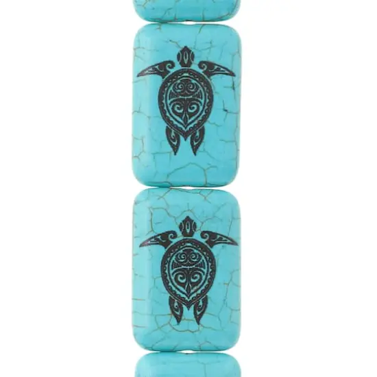 Turquoise Reconstituted Stone Turtle Print Rectangle Beads, 30mm by Bead Landing&trade; {1}