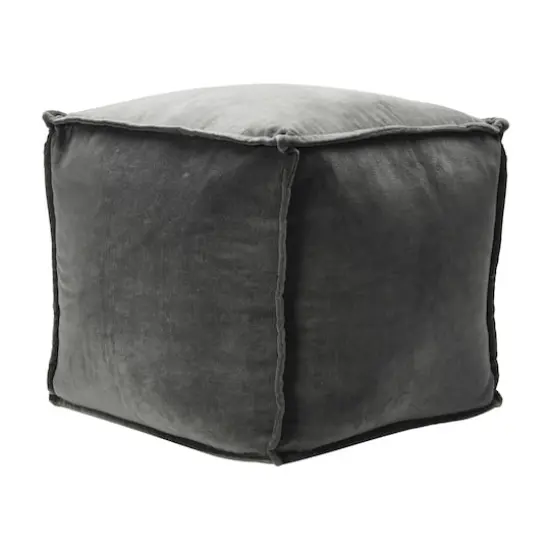 Hello Honey&reg; 18" Modern Boho Cotton Velvet Pouf Dark Gray {11}