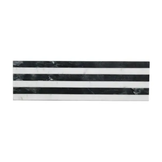 Hello Honey&reg; 21" Black & White Marble Cheese & Serving Board with Stripes {3}