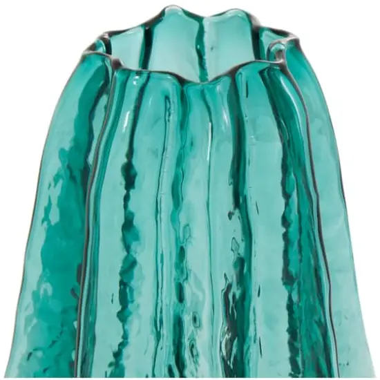 12" Green Wavy Glass Vase {5}