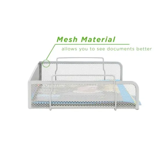 Mind Reader Stackable Metal Mesh Tray & Desk Document Organizer Set Silver {9}