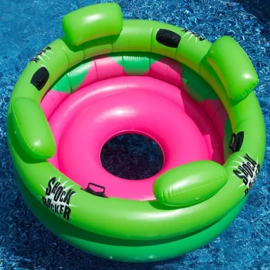 Swimline 75" Inflatable Green & Pink Shock Rocker Pool Float {3}